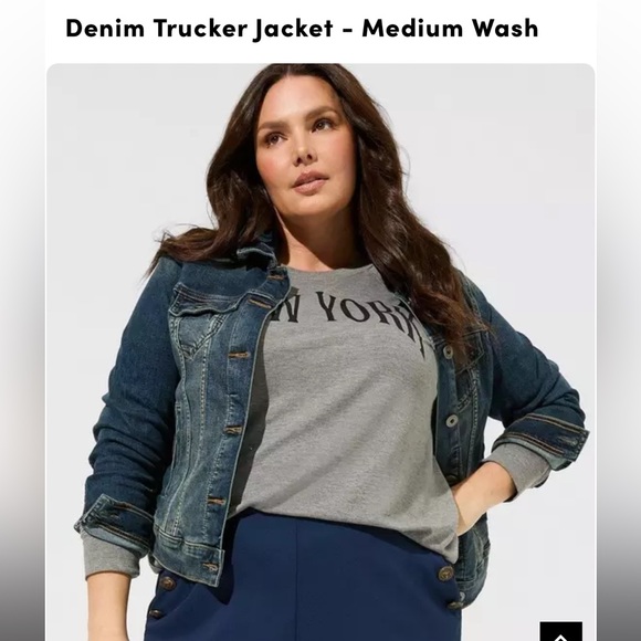 Torrid Medium Wash Denim Trucker Jacket BNWT Size 2 - Picture 6 of 10